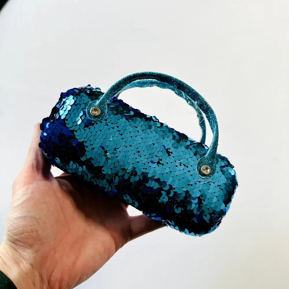 ❣️LOWEST PRICE❣️ Justice Blue Sequin Kids Sunglass Case Purse